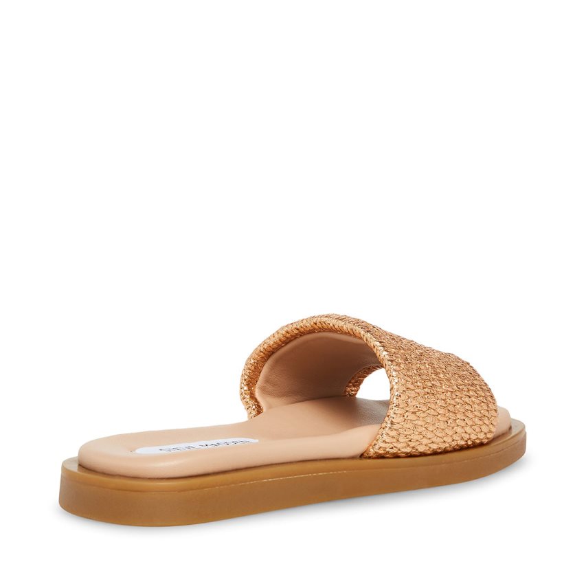 Gold Steve Madden Leigh Rose Women's Slides | PH 6509JW16